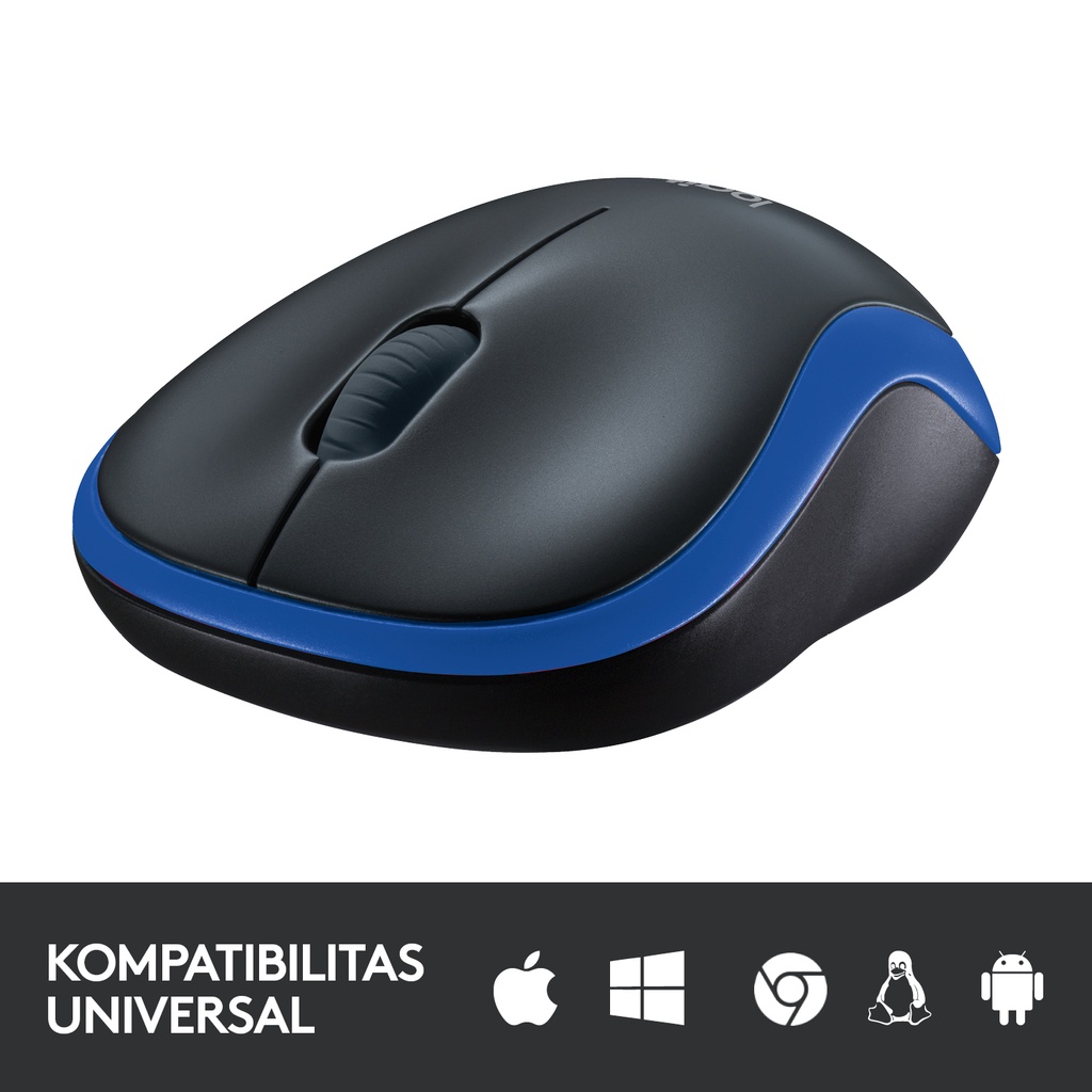 Logitech M185 Mouse Wireless Compact untuk Windows, Mac, ChromeOS