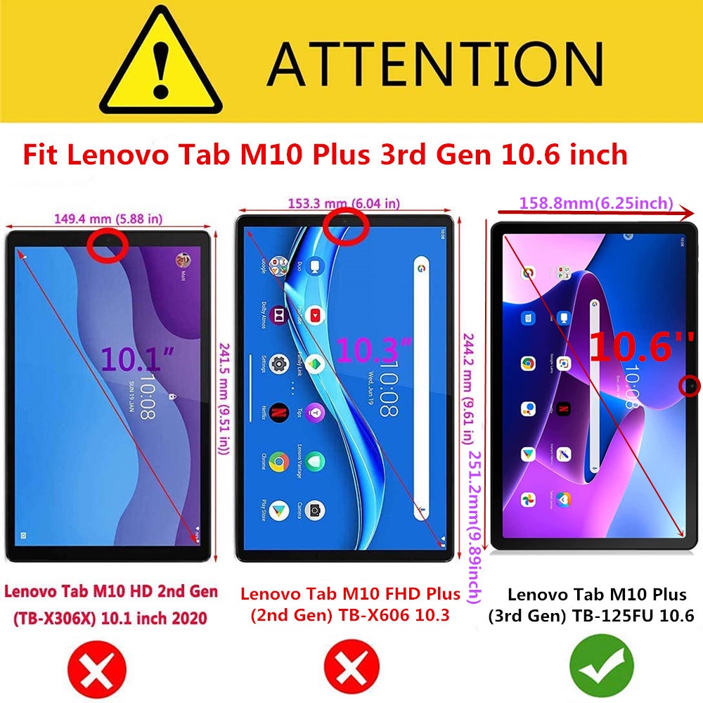 3pcs Pelindung Layar Tempered Glass Untuk Lenovo Tab M10 Plus 3rd Generation 10.6 TB-125FU TB-128FU