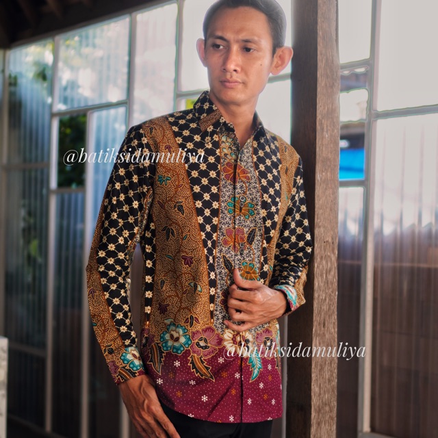 Sidamuliya Batik Kemeja Pria Slimfit Premium Alsyakha Lengan Panjang