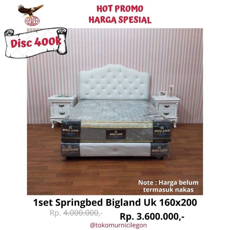 1 Set Springbed Bigland 160x200 (free ongkir cilegon serang)