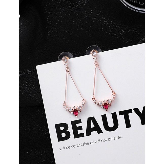 LRC Anting Tusuk Fashion S925 Silver Pin Micro-inlaid Zircon Triangle Stud Earrings F6564X