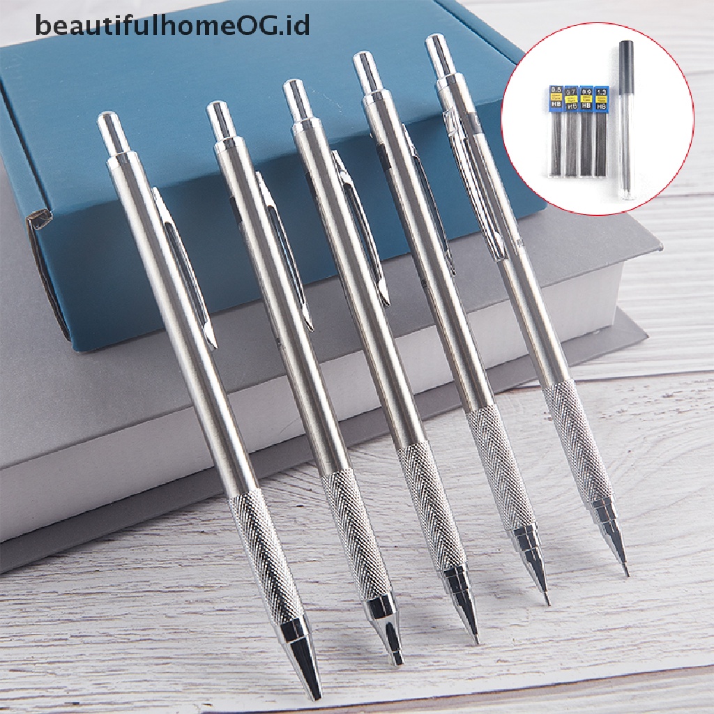 Pensil Mekanik Otomatis 0.5 / 0.7 / 0.9 / 1.3 / 2.0mm Bahan Metal Untuk Menggambar