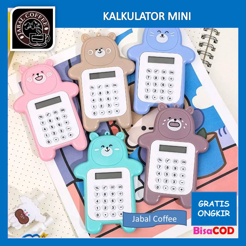 Kalkulator Motif Beruang Tombol Karet / Kalkulator Delapan Digit Mini Portable