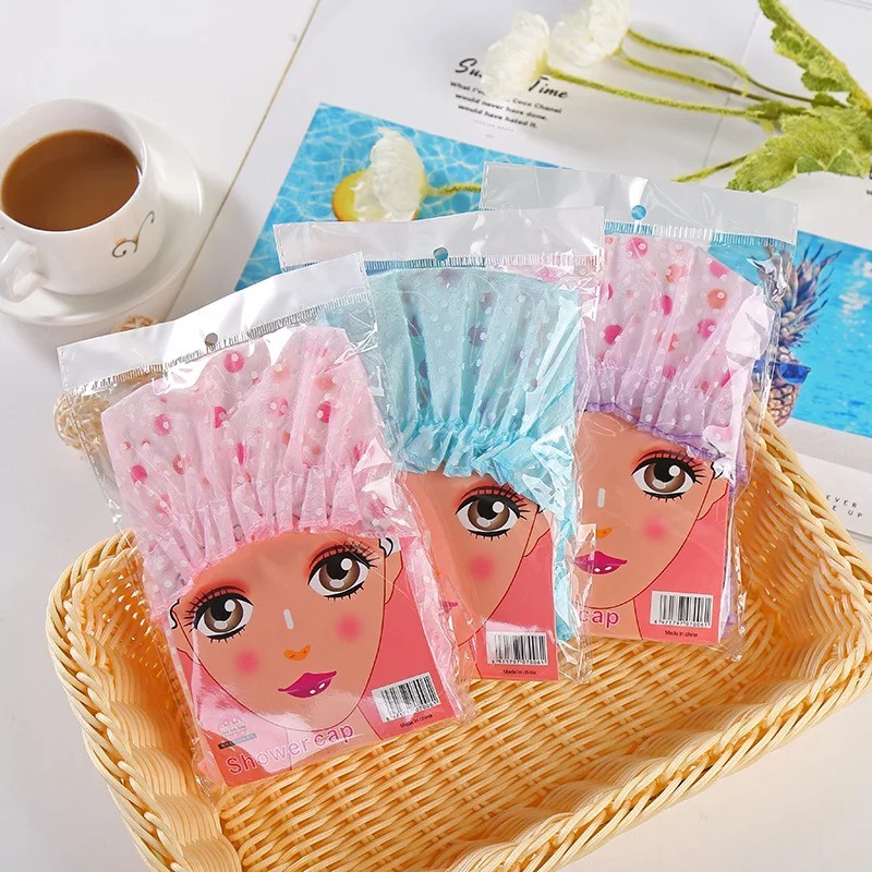 Shower Cap Penutup Rambut Elastis Anti Air Topi Mandi Wanita Motif Lucu Topi Mandi Salon Spa Cewek
