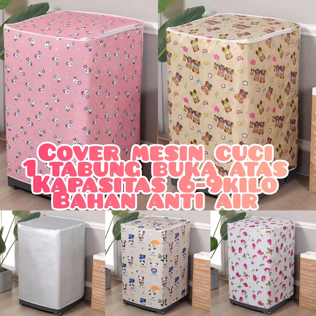 [BIG SALE] [Tipe A 1 Tabung 6-9KG ANTI AIR] Cover Mesin Cuci Bahan satin bahan anti air WATERPROOF