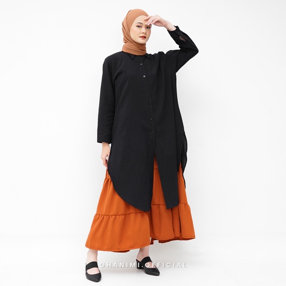 Ghanimi - Arsy Tunik / Tunik Linen Polos / tunik katun / tunik panjang / kemeja tunik / kemeja kerja / tunik kerja / kemeja polos / atasan kerja / kemeja timeless / kemeja casual kasual formal