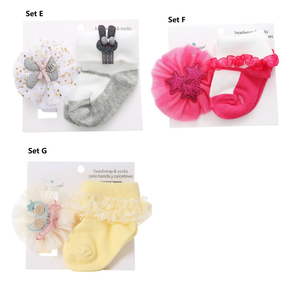 Set bandana/ bando bayi dan kaos kaki bayi import