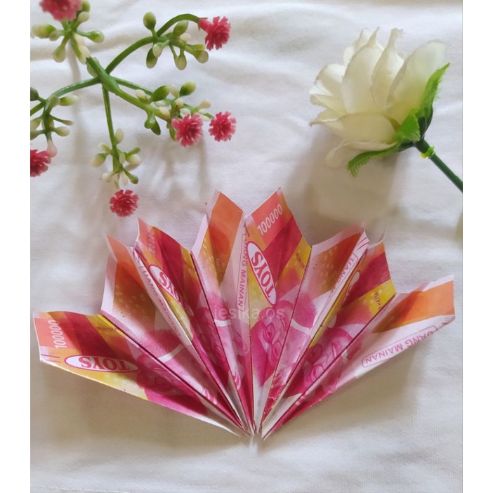 HIASAN BENTUK KIPAS atau BUNGA TANGKAI Uang Kertas Mainan/Kipas Kertas/Hiasan Mahar Kipas Kertas/dek
