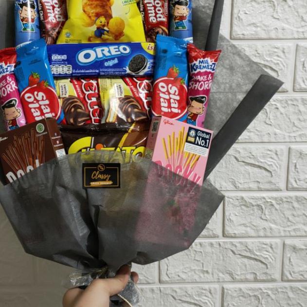 

☻ Snack Bouquet / Bucket Buket Snack Makanan / Kado Hadiah Sidang Wisuda Sidang Skripsi ✮