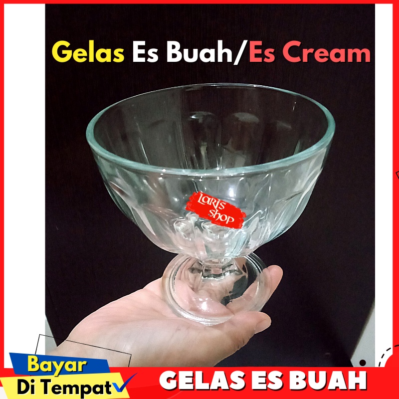 Gelas Mangkok Es Krim Buah Kaca Beling Bulat Besar