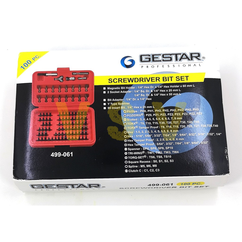 GESTAR screwdriver bit set 100 pcs / mata obeng set 100 pcs GESTAR