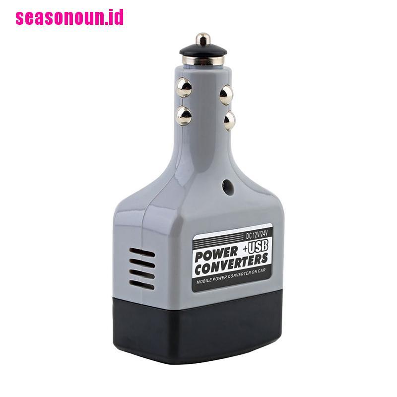 (seasonoun) Adaptor Converter Inverter DC 12V / 24V Ke AC 220V Untuk Mobil