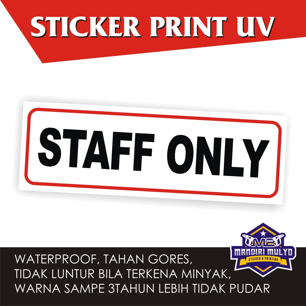 

STICKER SIGN STAFF ONLY UK. 25X9