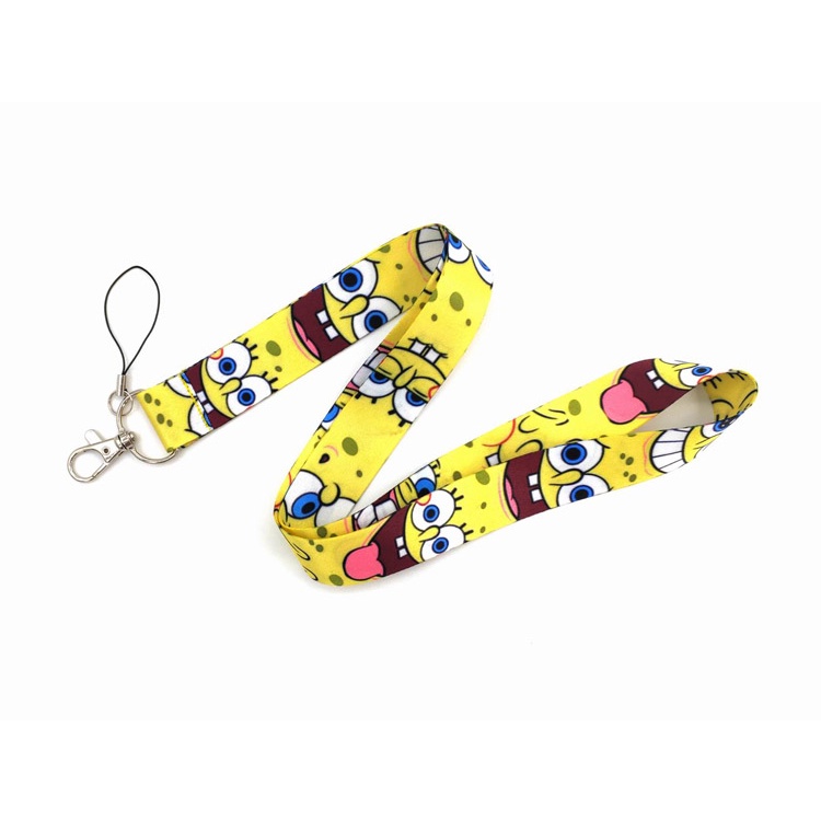 SpongeBob Leher Lanyard untuk Ponsel Case Tali Kamera Sling untuk Gantungan Kunci ID Card Anti-Hilang Pemegang Aksesoris