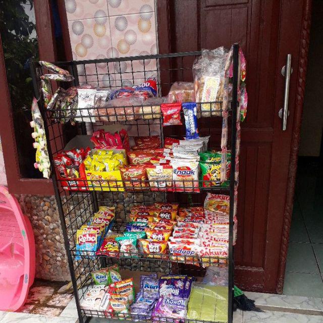 Rak Keranjang Wm Kd 4ssn Hitam Tempat Snack Makanan Roti Warung Serbaguna Anddisplay