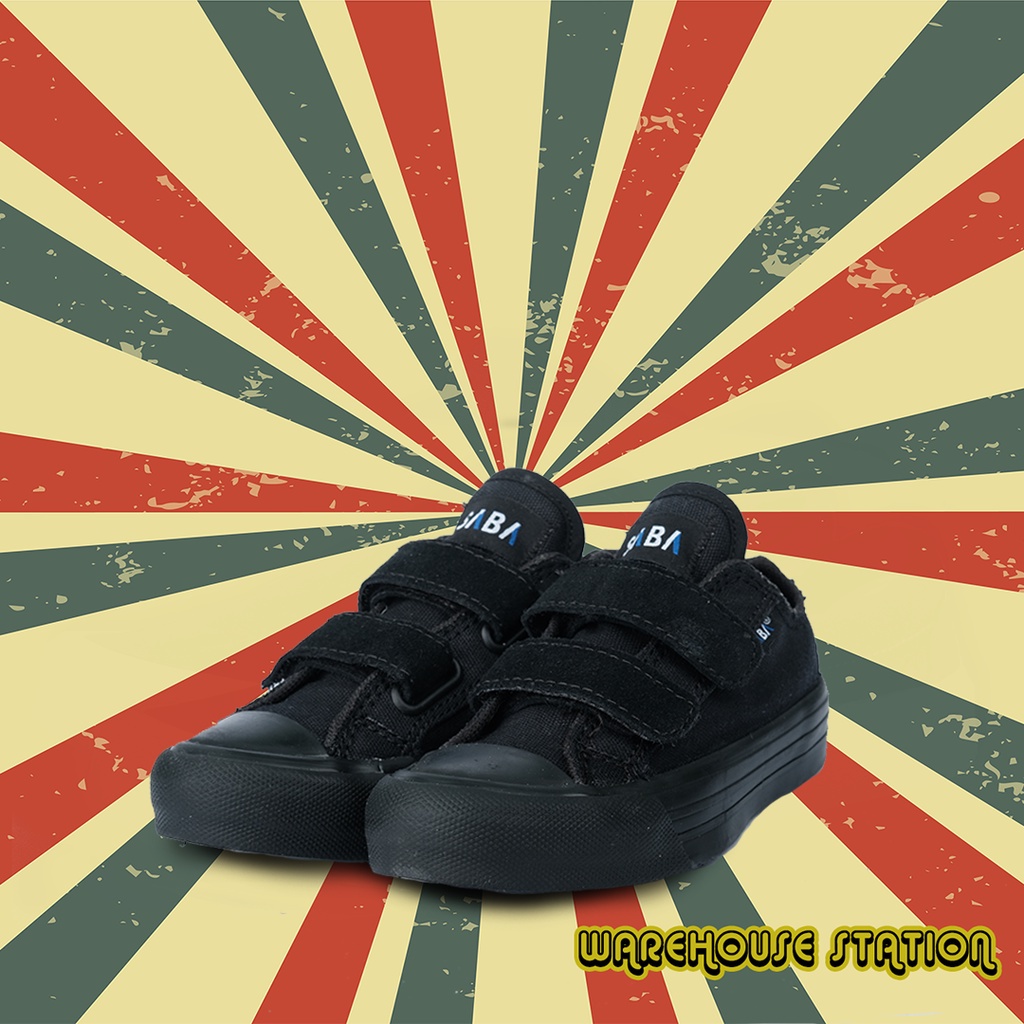 SABA Velcro Low All Black KIDS - Sepatu Sneakers Anak