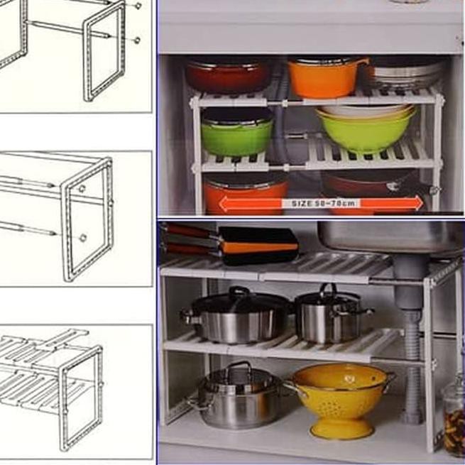 Hd Ad119 Rak Panci 2 Susun Kitchen Set Dapur Adjustable Under Sink Rack Shopee Indonesia
