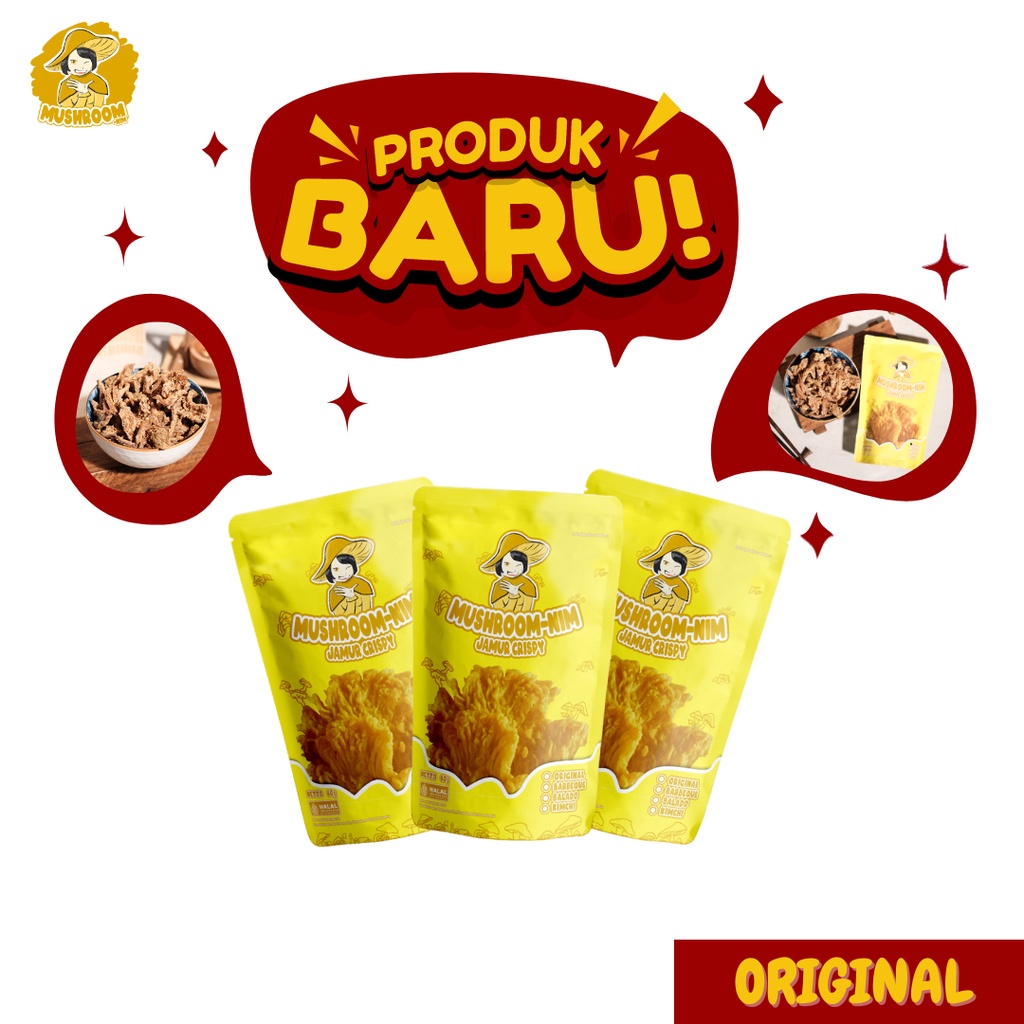 

Jamur Tiram Crispy Mushroom-nim Halal Gurih Siap Makan - Kripik Jamur Krispy Mushroomnim Original - Keripik Makanan Ringan Kriuk Tanpa Minyak - Snack Cemilan Kekinian Purwokerto