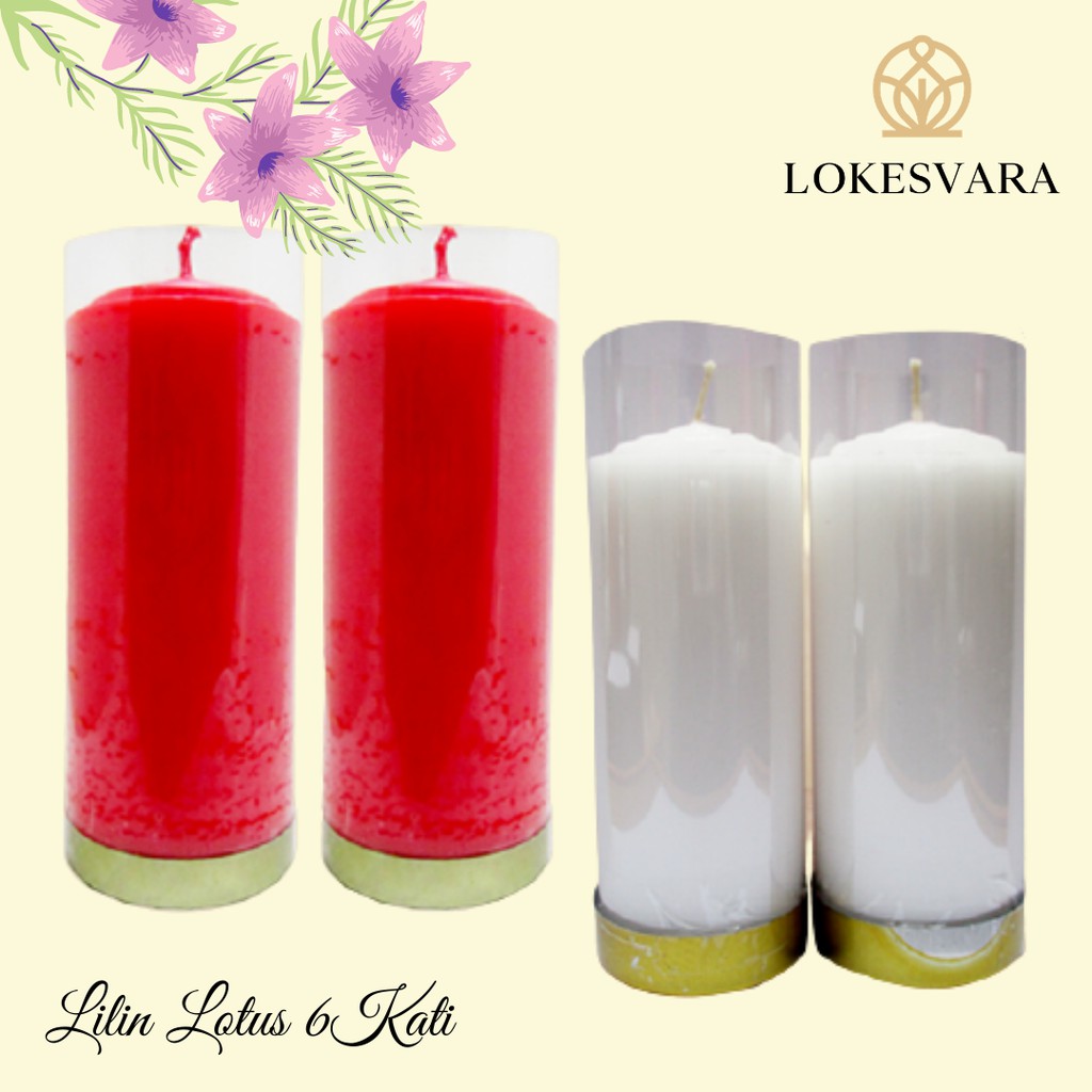 Lilin Pilar Puja Sembahyang Parafin Lotus 6 Kati