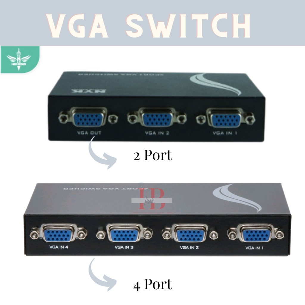 VGA SWITCH  2 port / SWITCHER VGA / VGA Switch 4 Port / SWITCHER VGA (2 INPUT 1 OUTPUT) / SWITCHER V