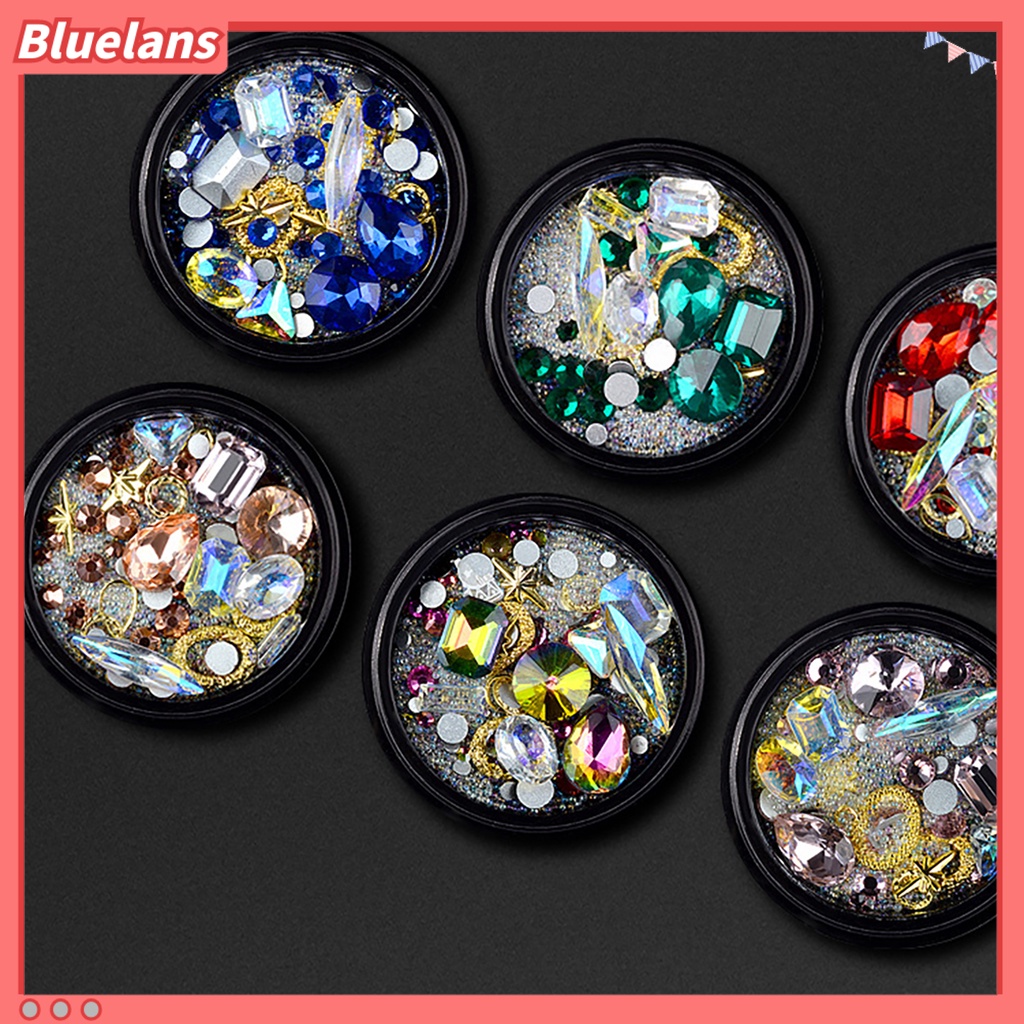 Bluelans Manik-Manik Berlian Imitasi 3D Warna-Warni Untuk Dekorasi Nail Art