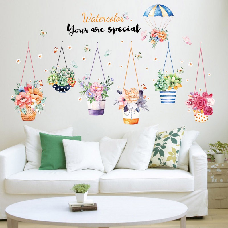Reliza Wall Sticker Hanging Color Potted Stiker Dinding Pot Gantung LDR3762
