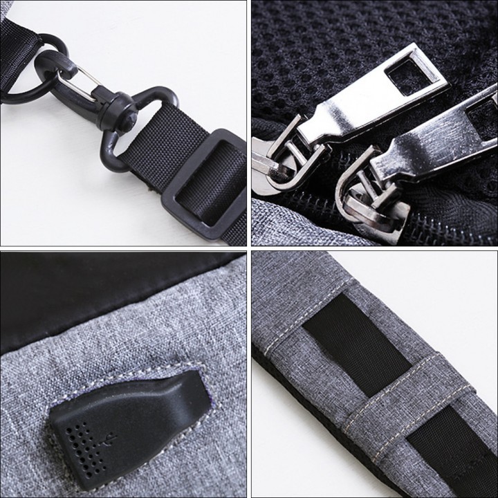 Chest Pack 651 Cross Body Sling Bag USB Anti Theft 2018 Grey