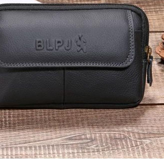✳ Sarung hp pinggang kulit asli import dompet 5 5,5 6 inch model rebah tidur (S-BJH) ✮