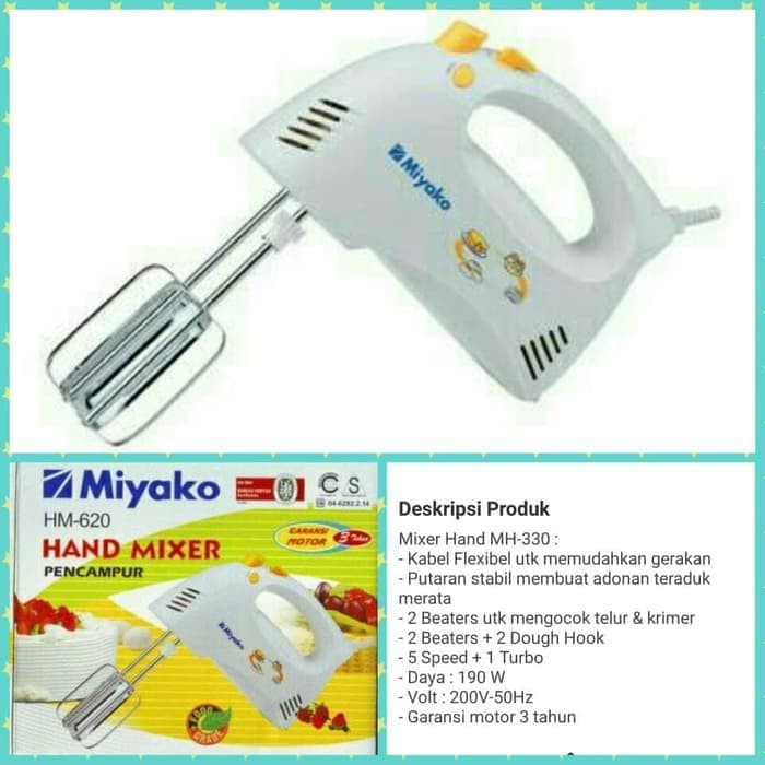 Miyako Mesin Hand Mixer HM-620 / Mesin Pengaduk Miyako HM-620