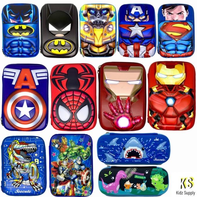 

Tempat Kotak pensil hardcase smiggle anak laki karakter timbul 3D