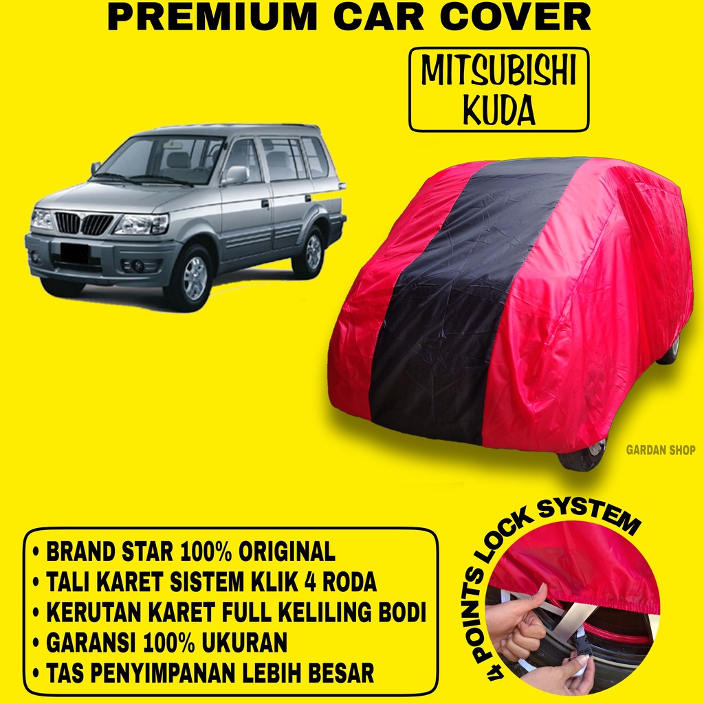 Body Cover MITSUBISHI KUDA MERAH HITAM Penutup Bodi Mobil Mitsubishi Kuda Waterproof PREMIUM