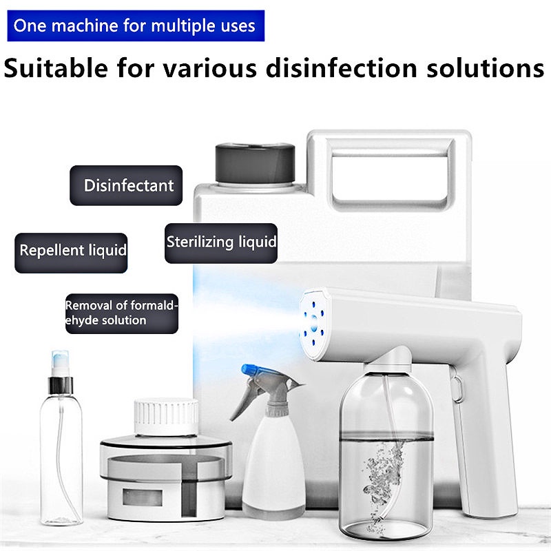 Nano Spray Gun Disinfectant Disinfektan Spray Gun Disinfectant Wireless Fogging Machine Nirkabel Fogging Machine Blue Light 300ML