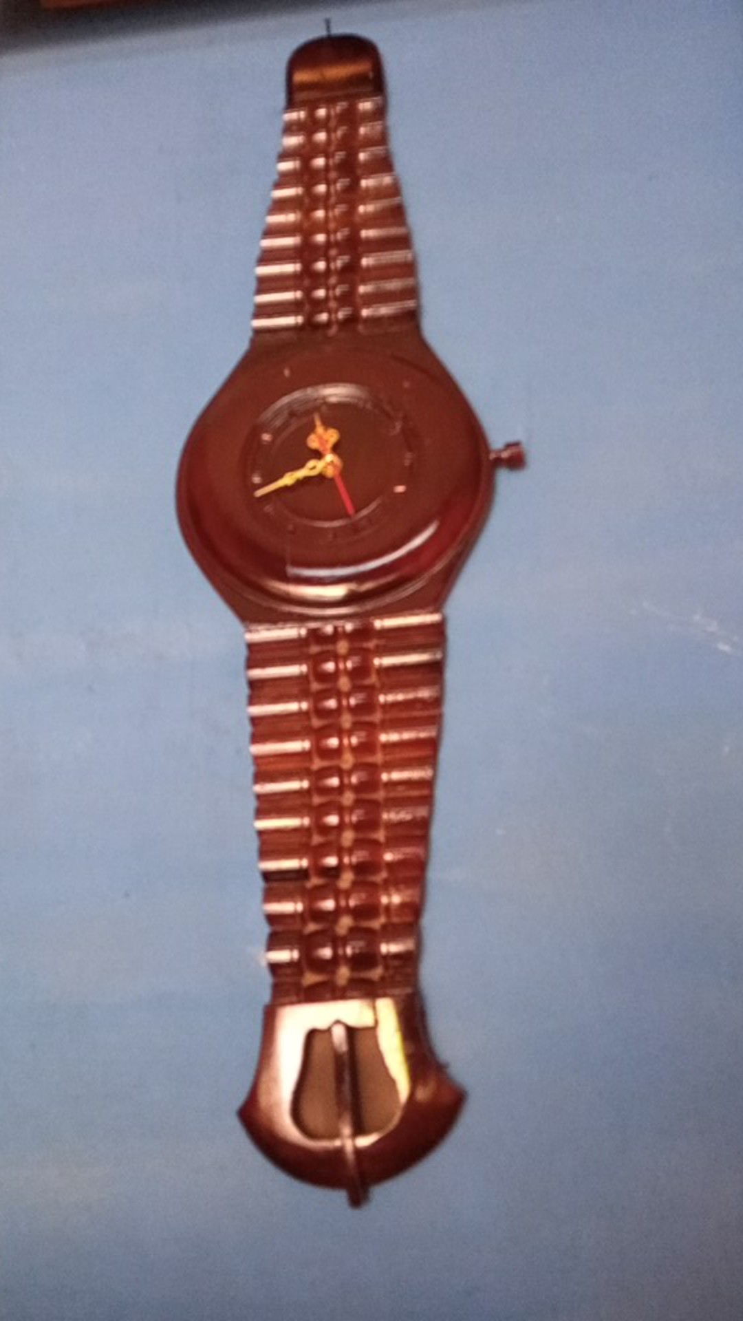 Jam Dinding Bentuk Jam Tangan Krepyak Kayu Jati