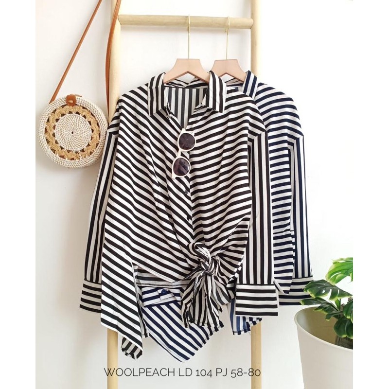 kemeja woolpeach stripe