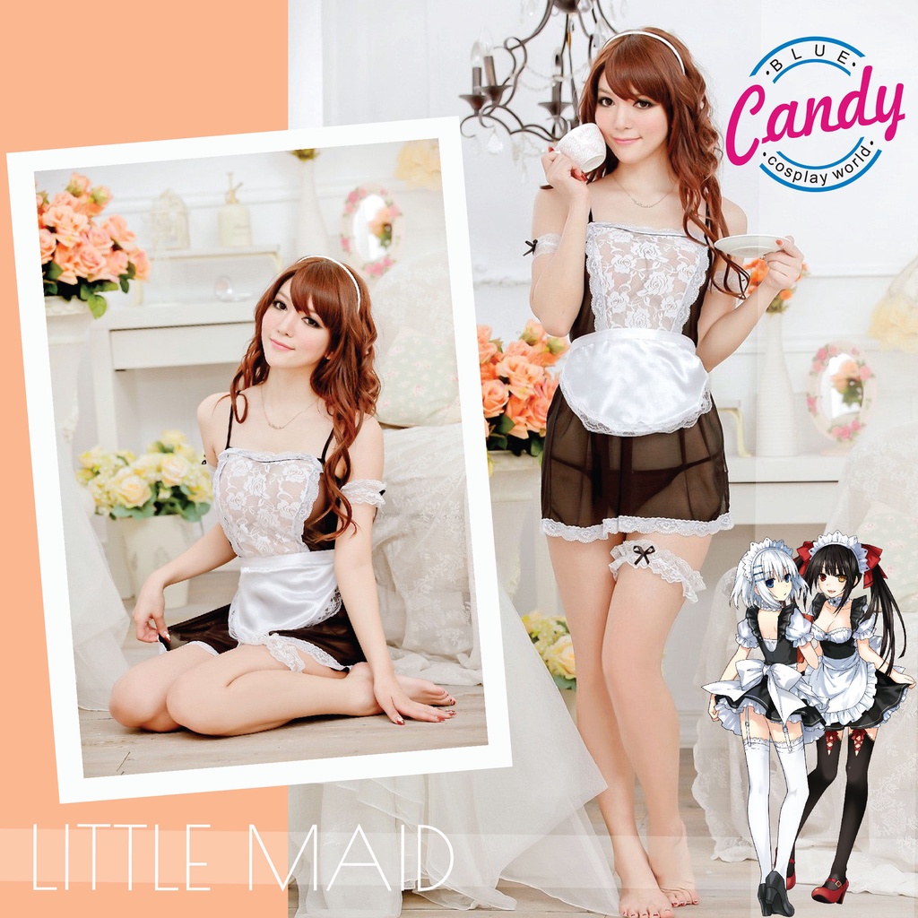 Blue Candy Cosplay Sexy Uniform Seragam Pelayan Baju Kostum Little Maid