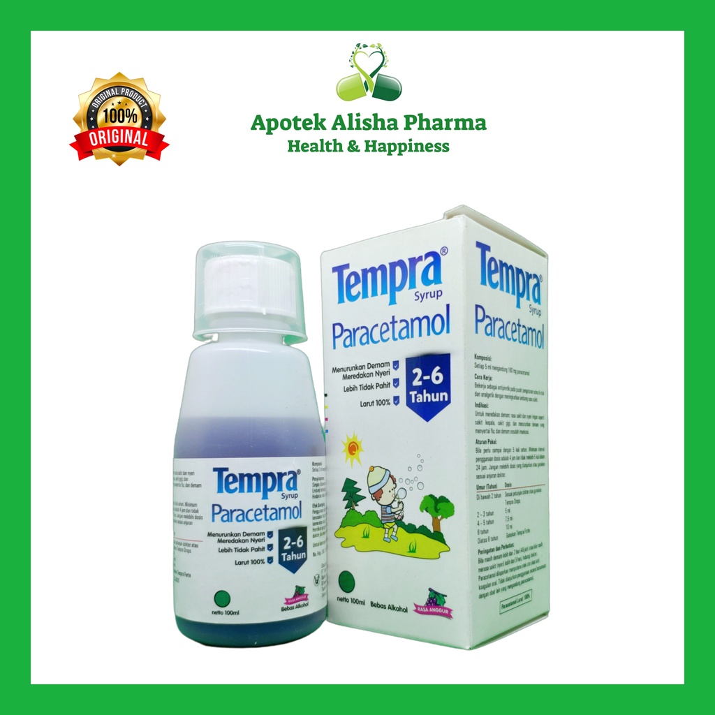 TEMPRA SYRUP 100ml 60ml 30ml - Tempra Sirup Obat Penurun Panas Demam Anak Umur 2 6tahun Untuk Sakit Gigi dan Pereda Nyeri Anak / Tempra Sirup Rasa Grape Anggur