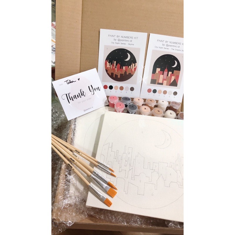 

tyvf Paint by Numbers Kit: SET OF 2 City Nht Series Paint Inc. ID Painting Kit Paint by Number