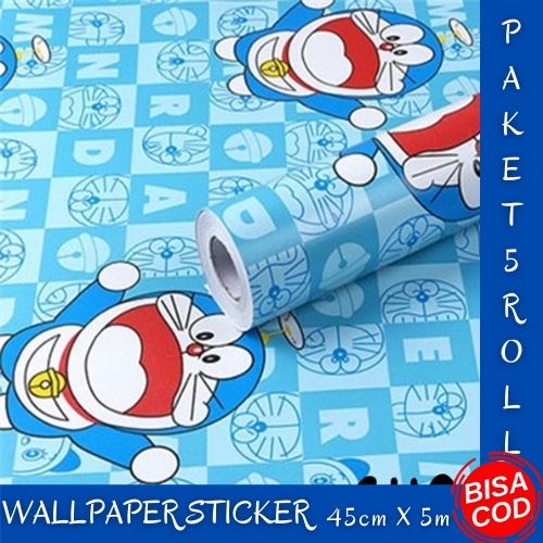 COD -  PAKET 5 ROLL Walpaper Sticker Dinding kamar anti air Murah Dan Terbaik Motif Karakter Albino 88