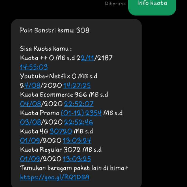 Kuota tri 33gb,66gb full 24jam