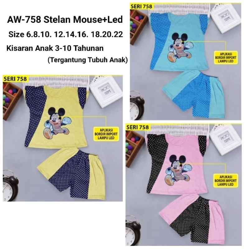 Setelan Anak | Setelan Mickey Mouse | Atasan + Celana | 758