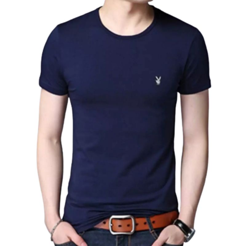 Playboy Hommes Kaos Dalam Pria Oblong Dewasa Body Fit Biru Dongker