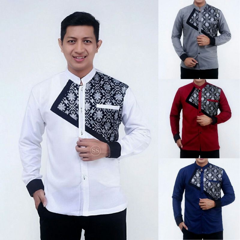 Koko Batik Fashion Muslim Kombinasi C07 Al Haramain Hijau M/L/XL Dewasa