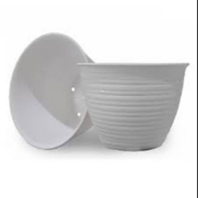 Pot tanaman dan bunga plastik tawon putih 30cm