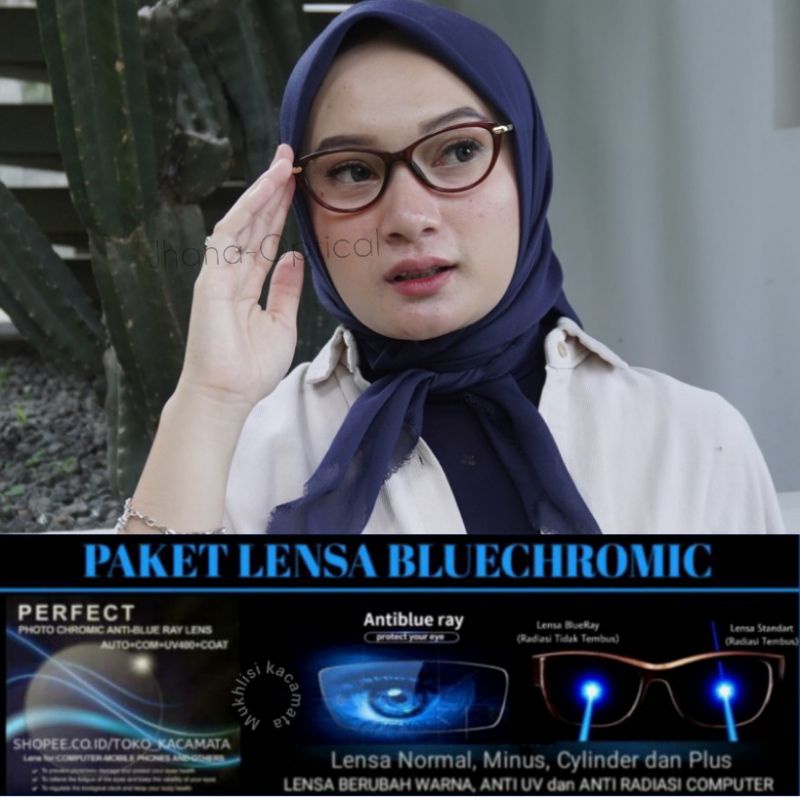 Kacamata cat Eyes wanita|kacamata lensa blue chromic