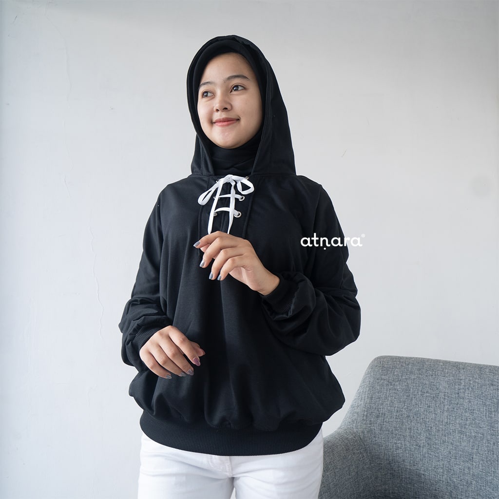 Nara Grosir - Cross Rope Hodie l Sweater Polos l Sweater Wanita Terbaru