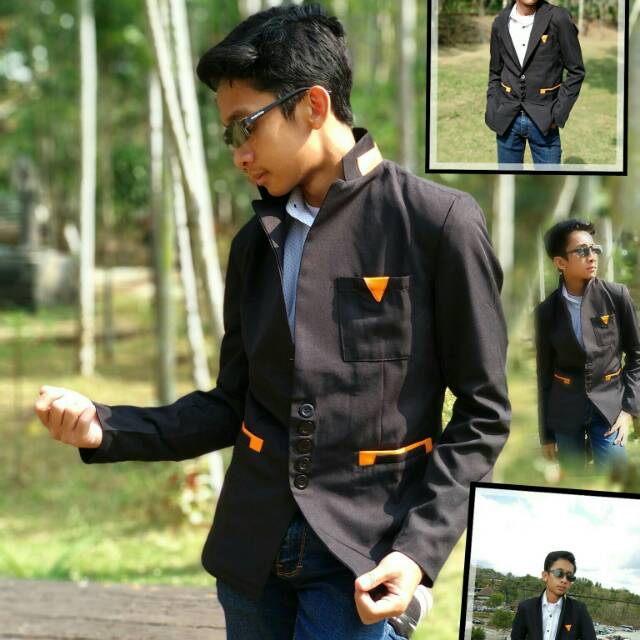 Blezer jas pria keren warna hitam gaul
