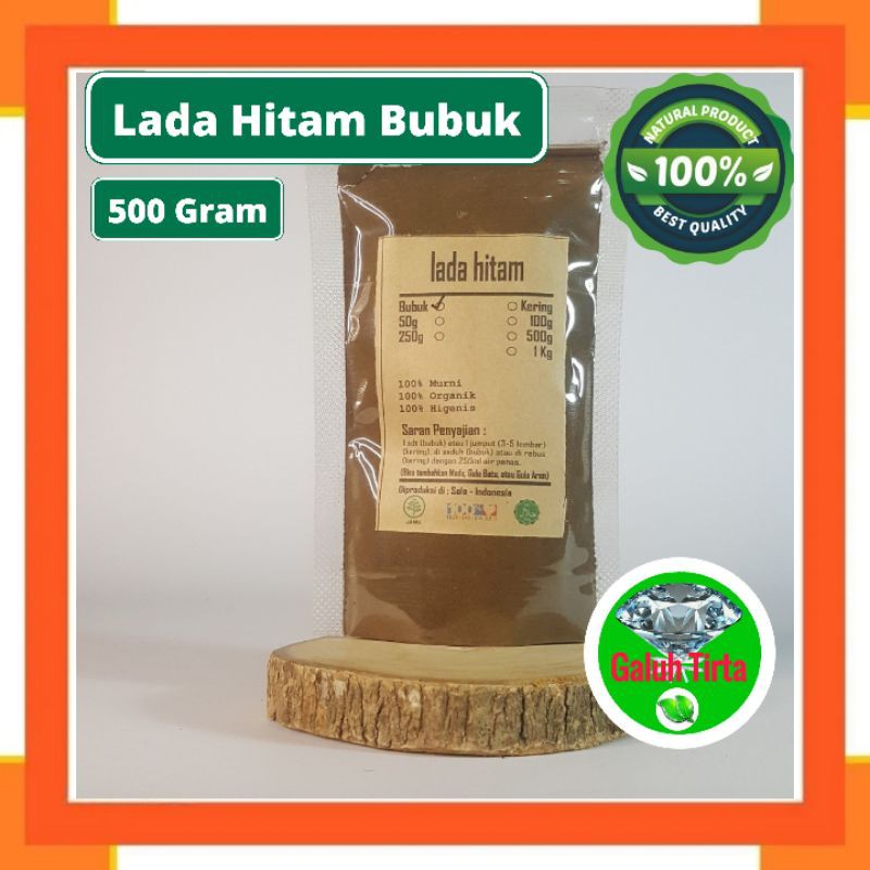 

LADA HITAM BUBUK 500 GRAM - Piper Nigrum - MURNI - JSR - REMPAH