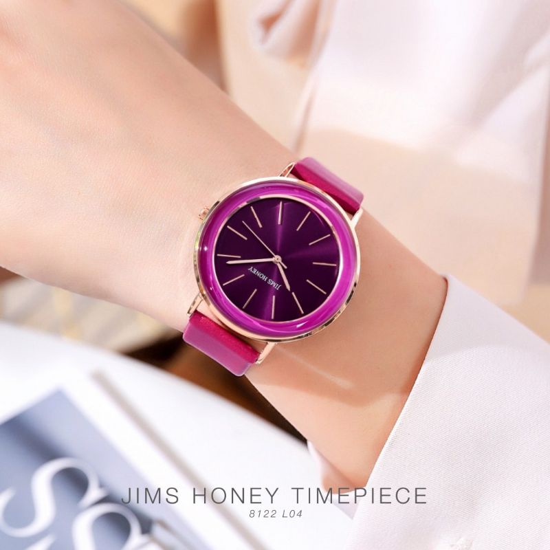 JAM TANGAN WANITA CEWE  8122 WANITA JIMSHONEY KULIT PROMO DISKON