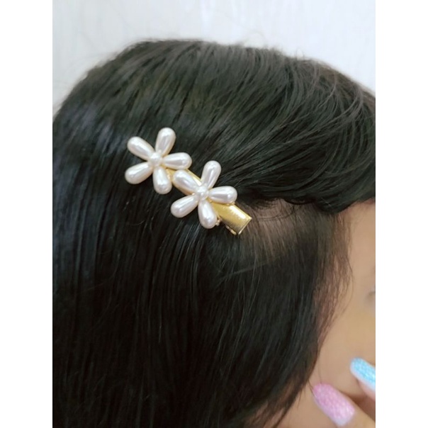 Jepit Korea Bunga Mutiara Rose Flower Pearl Korean Hairpin Jepit Rambut dua bunga