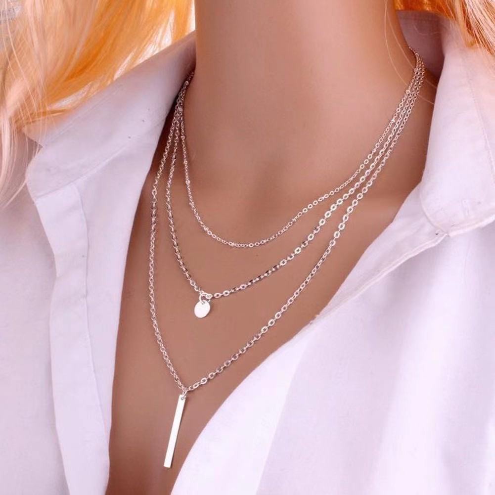 OVERFLOWS.ID Kalung Multi-Layer Import Necklace Alloy Tumpuk 3 Kalung Rantai